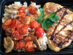 Grilled Lemon & Garlic Chicken Breast with a Vegetable-Rice Medley